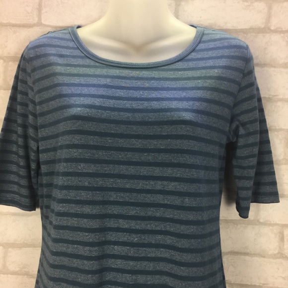 LuLaRoe Medium Blue Stripped Julia Dress - Picture 3 of 8